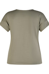 KHAKI SPARKLING DETAIL T-SHIRT