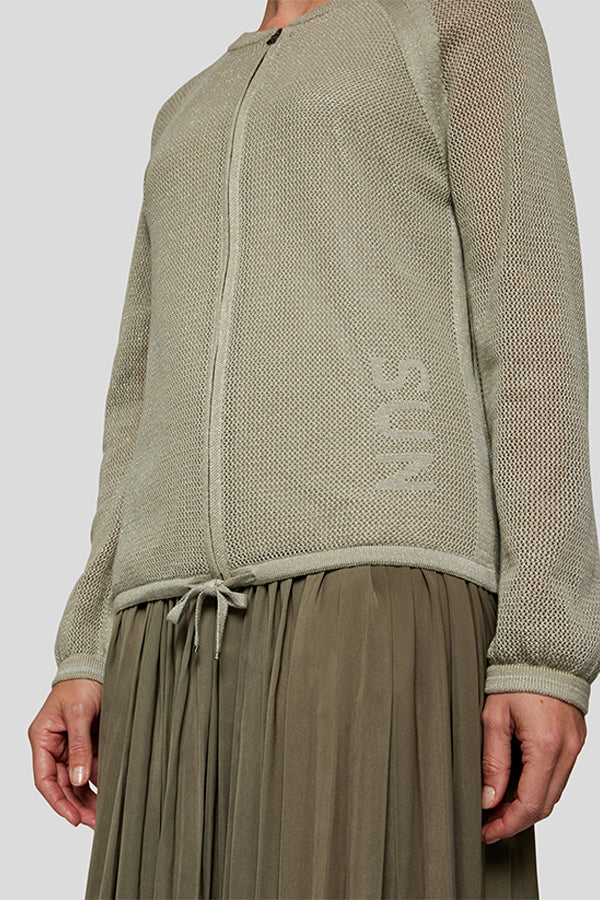 THYME ZIPPED OPENWORK CARDIGAN