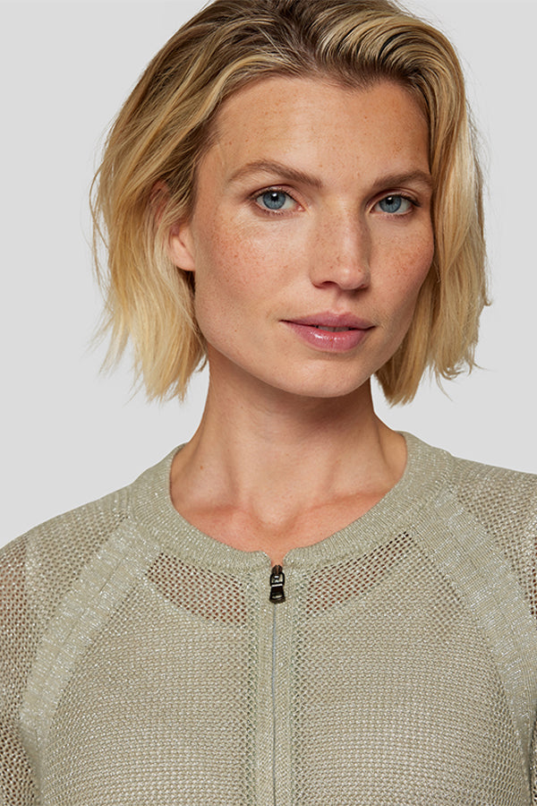 THYME ZIPPED OPENWORK CARDIGAN