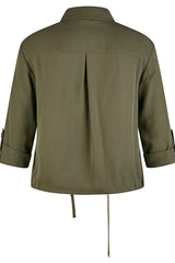 KHAKI EMBROIDERED SHIRT JACKET