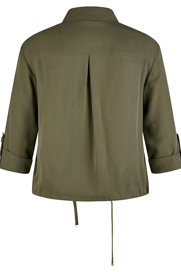 KHAKI EMBROIDERED SHIRT JACKET