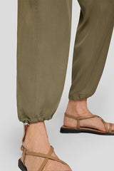 KHAKI EMBROIDERED LIGHTWEIGHT TROUSERS