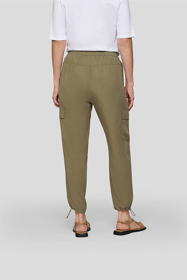 KHAKI EMBROIDERED LIGHTWEIGHT TROUSERS