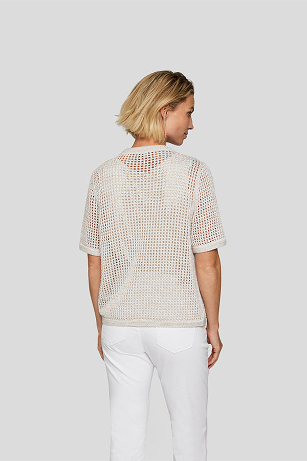 SHORT SLEEVE CROCHET LIKE CARDIGAN