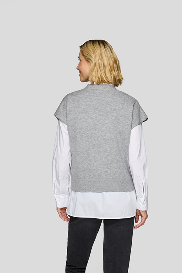 SILVER BUTTON UP SHIRT