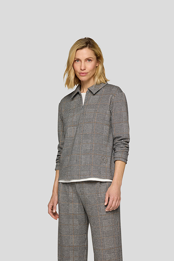 CHECKERED WOOL LIKE ZIPPER SHIRT
