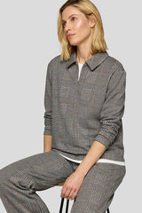 CHECKERED WOOL LIKE ZIPPER SHIRT