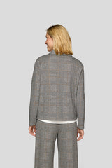CHECKERED WOOL LIKE ZIPPER SHIRT