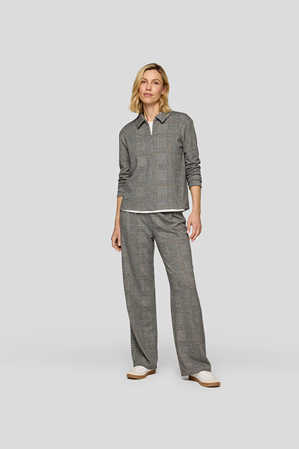 CHECKERED WOOL LIKE ZIPPER SHIRT