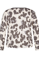 WHITE LEOPARD PRINT PATTERN LONG SLEEVE SHIRT