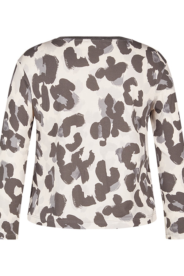 WHITE LEOPARD PRINT PATTERN LONG SLEEVE SHIRT