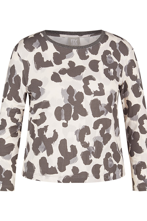 WHITE LEOPARD PRINT PATTERN LONG SLEEVE SHIRT