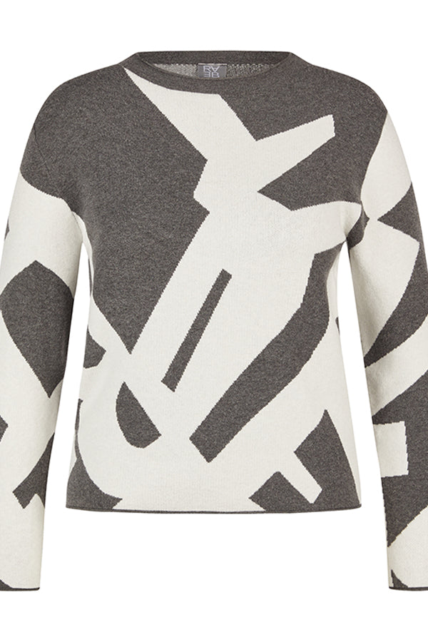 GREY ABSTRACT PATTERN SWEATER