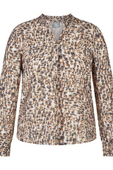LEOPARD PRINT V NECK BLOUSE