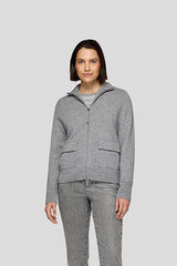 GREY HIGH COLLAR ZIP UP JACKET