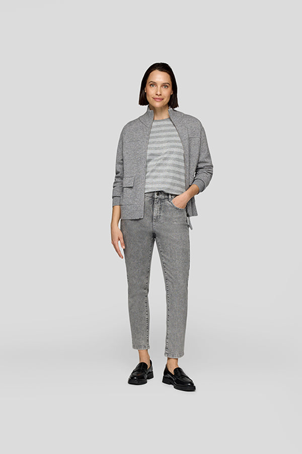 GREY HIGH COLLAR ZIP UP JACKET