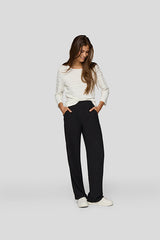 BLACK STRAIGHT LEG TROUSERS