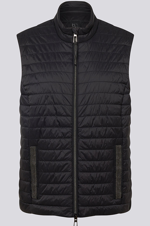 BLACK QUILTED ZIPPER VEST