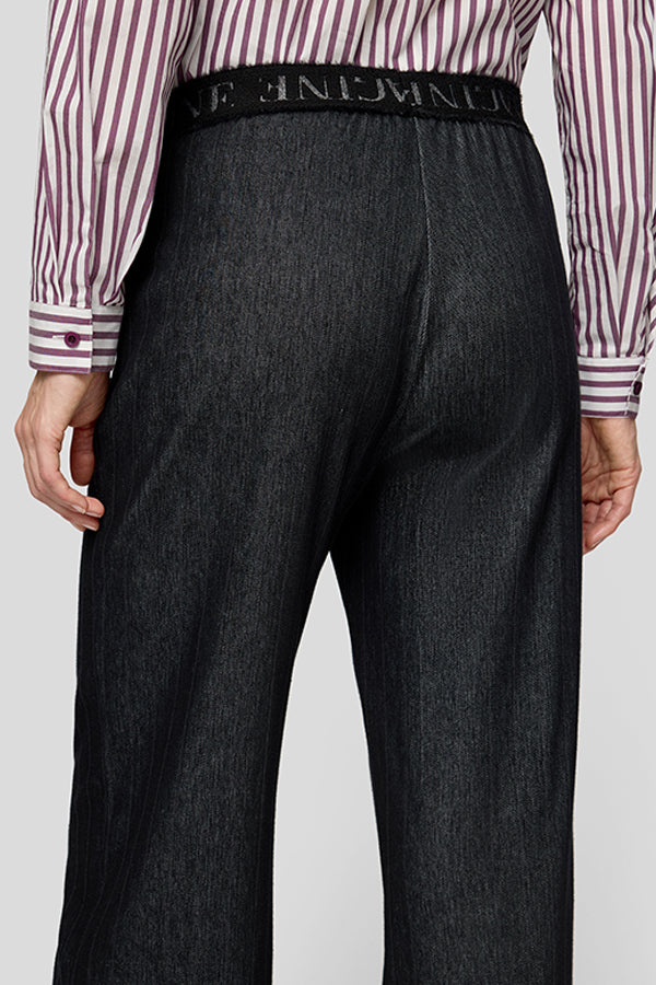 BLACK WIDE LEG TROUSERS