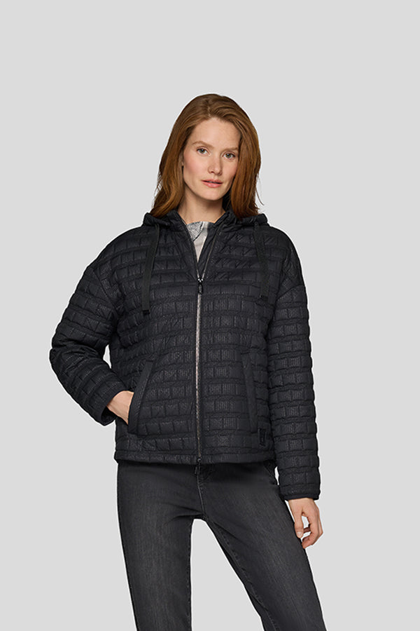 BLACK HOODED PUFFER JACKET