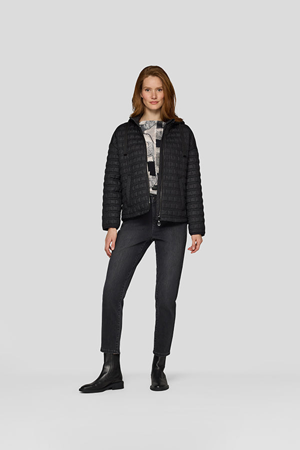 BLACK HOODED PUFFER JACKET