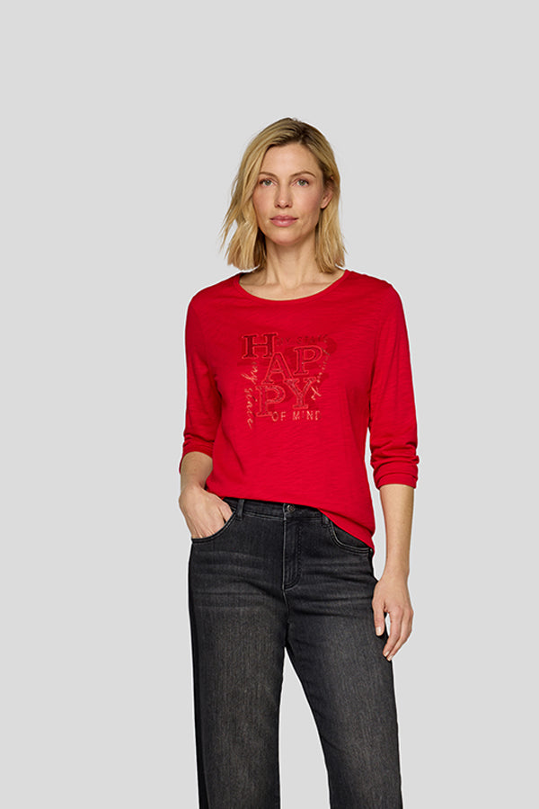 RED FRONT GRAPHIC DESIGN LONG SLEEVE SHIRT