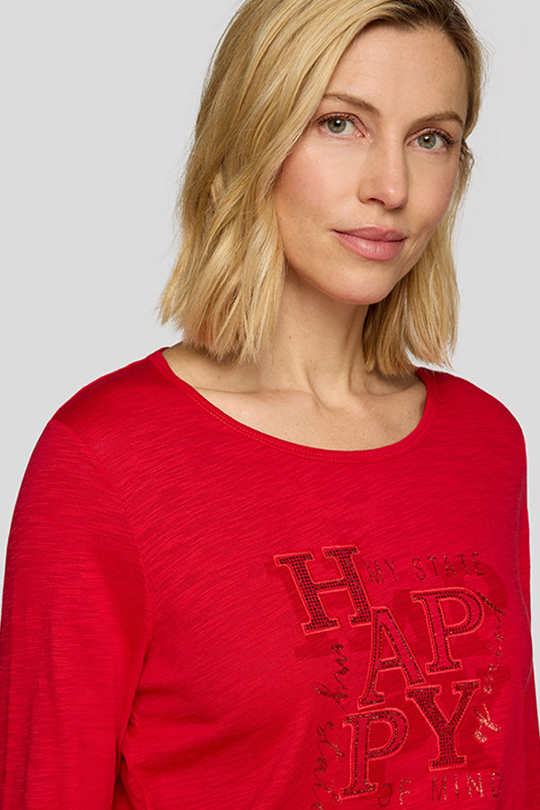 RED FRONT GRAPHIC DESIGN LONG SLEEVE SHIRT