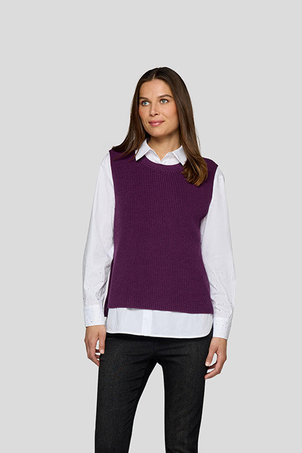 PURPLE SLEEVELESS KNIT TOP