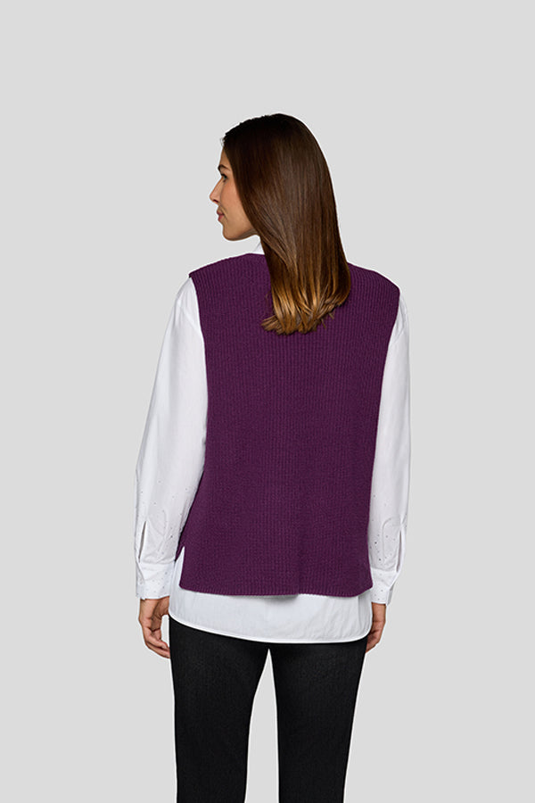 PURPLE SLEEVELESS KNIT TOP