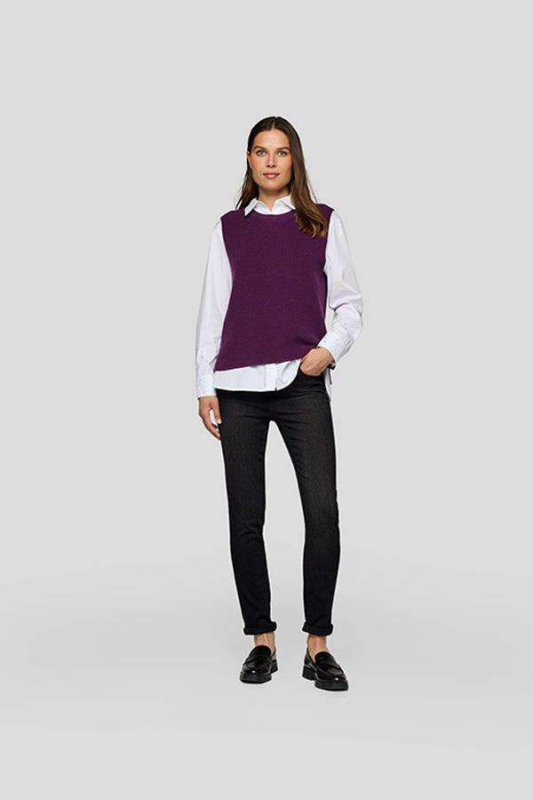 PURPLE SLEEVELESS KNIT TOP