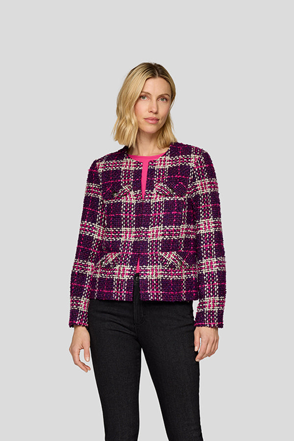 PURPLE WHITE BUTTON UP JACKET