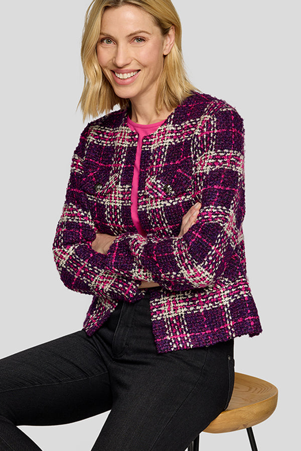 PURPLE WHITE BUTTON UP JACKET