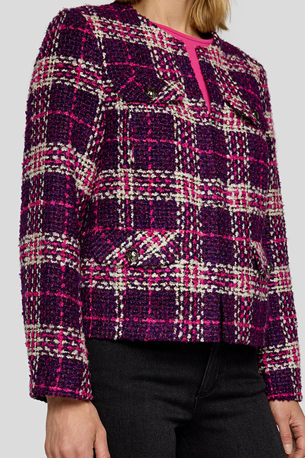 PURPLE WHITE BUTTON UP JACKET