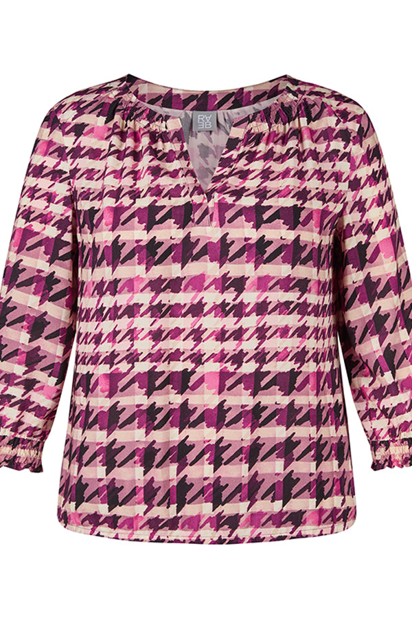 CASUAL PLAID PEASANT BLOUSE