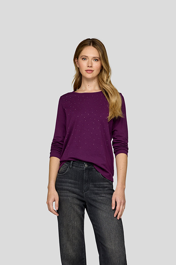 PURPLE CASUAL ROUND NECKLINE LONG SLEEVE SHIRT