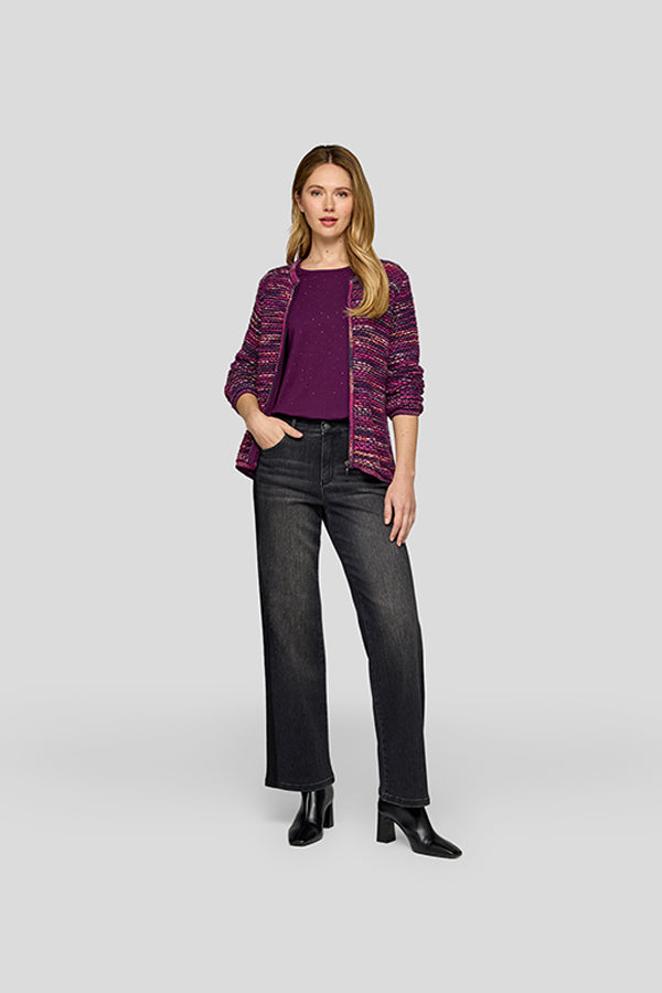 PURPLE CASUAL ROUND NECKLINE LONG SLEEVE SHIRT
