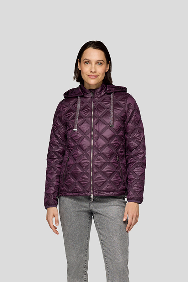 PURPLE QUILTED HOODED JACKET