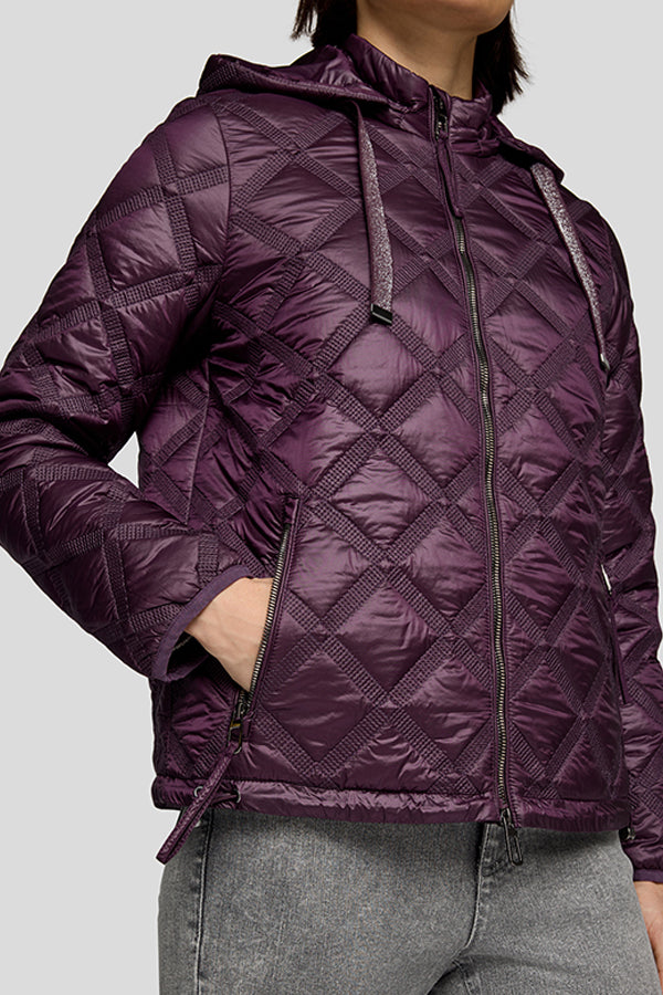 PURPLE QUILTED HOODED JACKET