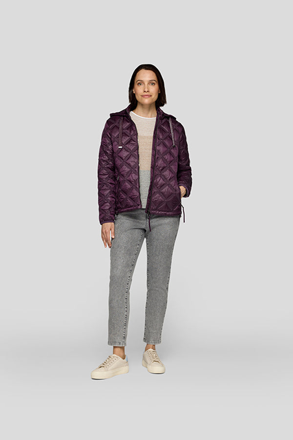 PURPLE QUILTED HOODED JACKET