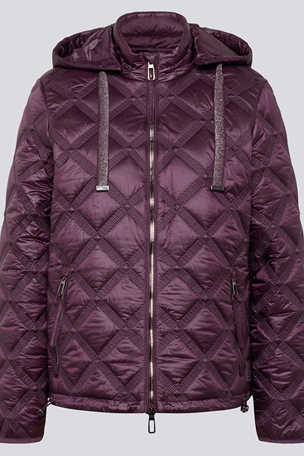 PURPLE QUILTED HOODED JACKET