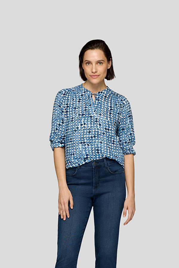 BLUE WHITE ABSTRACT PRINT SHIRT