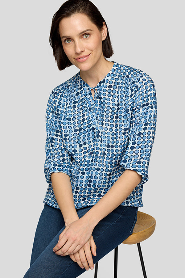 BLUE WHITE ABSTRACT PRINT SHIRT