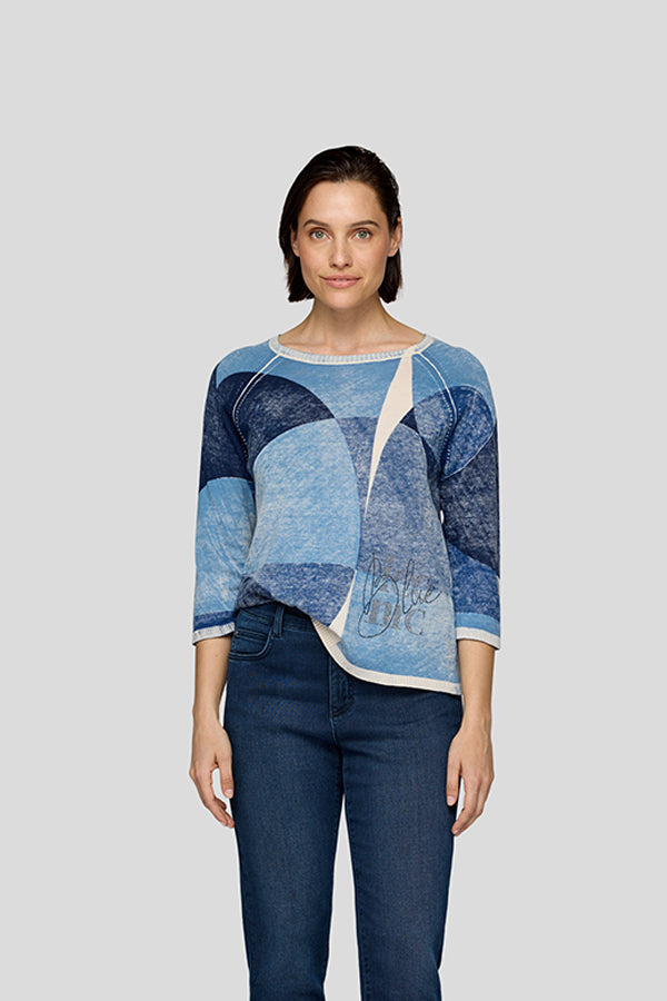 BLUE ABSTRACT PATTERNED SHIRT