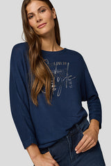 NAVY GRAPHIC FRONT DESIGN LONG SLEEVE SHIRT