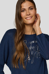 NAVY GRAPHIC FRONT DESIGN LONG SLEEVE SHIRT