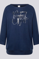 NAVY GRAPHIC FRONT DESIGN LONG SLEEVE SHIRT