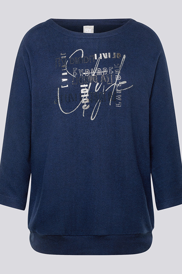 NAVY GRAPHIC FRONT DESIGN LONG SLEEVE SHIRT