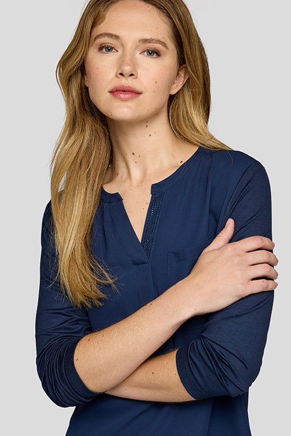 BLUE LONG SLEEVE BLOUSE
