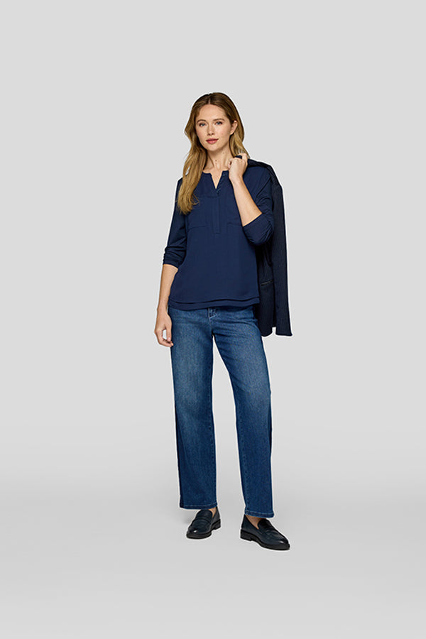 BLUE LONG SLEEVE BLOUSE