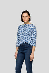 BLUE WHITE OVAL PATTERN LONG SLEEVE SHIRT